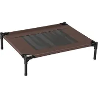 PawHut Lit surélevé pour chiens chats animaux de compagnie tissu oxford textilène micro-perforé 76 x 61 x 18 cm marron noir