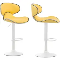 Décoshop26 Lot de 2 tabourets de bar design contemporain pieds en métal blanc mat assise en synthétique jaune 10_0000349