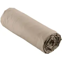 Douceur d'intérieur Drap housse - - percale - Percale de Coton 78fils - 200x180cm - Marron Claire Naturel