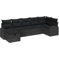 vidaXL Ensemble de salon , 7 pièces, noir, en résine tressée