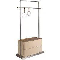 Angel Cerdá Portemanteau Design 90x42x180 cm en Bois Plaqué Noyer avec 2 Tiroirs Soft-Closing, Barre en Acier Inoxydable et Détails en Acier Doré – S.L.