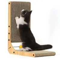 Markenlos Arbre à chat, hauteur 48 cm, en carton solide en forme de L, avec balle incluse. Arbre à chat de qualité supérieure, de taille moyenne, à fixer au mur ou dans un coin.