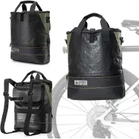 RockBros Sacoche de vélo pour porte-bagages "Road to Sky", 12 litres, imperméable, avec poignée de transport, noir et vert