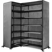 CALICOSY - Armoire à chaussures d'angle en intissé et métal - H107 cm