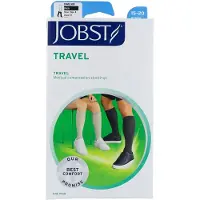 Jobst Travel, chaussettes de compression pour les genoux, 15-20 mmHg, verges fermées, taille 4, noir