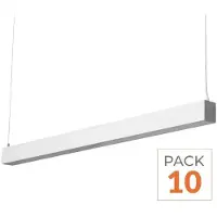 Silamp Pack de 10 - Réglette Suspendue LED Large 120cm 35W Blanc - Blanc Neutre 4000K - 5500K