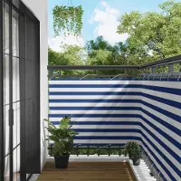 Syfax Écran de balcon Bleu et Blanc 110 x 400 cm Tissu Oxford