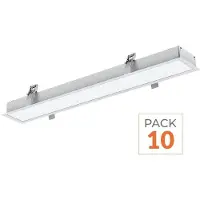Silamp Pack de 10 - Réglette Encastrable LED 120cm 35W Blanc - Blanc Chaud 2300K - 3500K