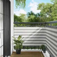 Syfax Écran de balcon Gris clair et blanc 90 x 500 cm