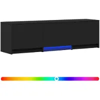 vidaXL Meuble TV avec éclairage LED, 140 x 34 x 40 cm, noir, fabriqué en panneaux de particules
