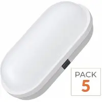 Silamp Applique murale LED, 20W, ovale, blanche, IP65 - Pack de 5 - Lumière blanche neutre, 4000K - 5500K