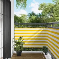 Syfax Écran de balcon Jaune et blanc 100 x 500 cm Tissu Oxford