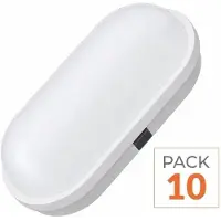 Silamp Applique murale LED 20W, ovale, blanche, IP65 - Pack de 10 - Lumière blanche froide, 6000K - 8000K