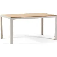Idea New Garden Srl Table d'appoint rectangulaire 150×90 cm – Structure en aluminium et plateau en MDF, élégante et polyvalente pour la cuisine, la salle à manger et le salon – NOAH – Blanc/Bois