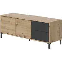 Dmora Meuble TV 2 portes et 2 tiroirs Brooklyn - L130 cm