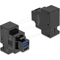 DeLOCK Keystone Modul mit USB Typ-A und Type-C Ladebuchse PD 20 W schwarz