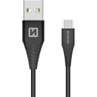 Swissten Câble de données USB/USB-C en silicone souple 1,5 M 60W Noir