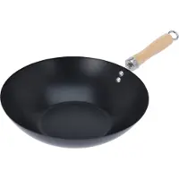 Excellent houseware Wok Ø30cm Non -Stick Poignée en bois noir 30 cm - Poêle - Cuisson - Repas - Cuisine