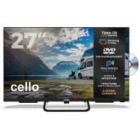 Cello Téléviseur LED de camping 27 pouces « Smart » sous Tizen OS de Samsung, avec lecteur DVD, triple tuner, son « Pitch Perfect », tension multiple 12 V/24 V/230 V – idéal pour les camping-cars