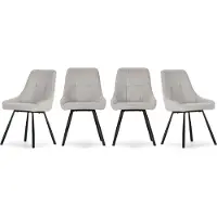 CALICOSY - Chaises en lot de 4 en tissu avec pieds en metal H85 cm - NORY