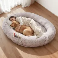 Vevor Lit pour Chien Humain 176x122x24 cm Panier Géant pour Chien en Mousse à Mémoire de Forme Orthopédique avec Poche Latérale