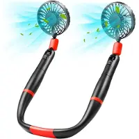 Generique Ventilateur de cou Portable 2 en 1, Mini ventilateur de collier Portable avec affichage LED, pour la Gym, la randonnée, le Camping et le bureau