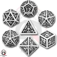 Q-workshop SDWA02 - Jeu de dés Dwarven blanc et noir (7 pièces)