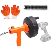 OEM Furet Déboucheur de Canalisation 762 cm Furet de Plomberie Alimentation Automatique Tige pour Perceuse Déboucheur Drain avec Tuyau de Protection Gants pour Toilettes Évier Cuisine Salle de Bain