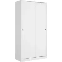 Dmora Abigale - Armoire 2 Portes, 100x204h cm Blanc Brillant, Porte-manteaux