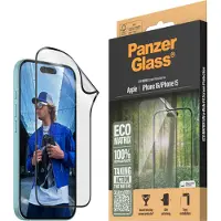 PanzerGlass Protection d'écran Matrix Recycled Ultra-Wide Fit Anti-bactérienne avec applicateur pour Apple iPhone 16