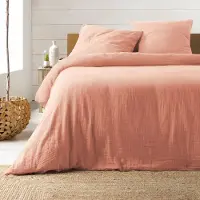 Douceur d'intérieur Parure de lit - - ANGELIA - Gaze de coton - 260 x 240 cm - Rose