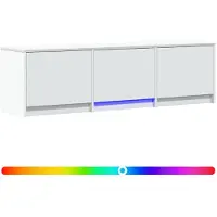 vidaXL Meuble TV avec éclairage LED, blanc, 140 x 34 x 40 cm, aggloméré