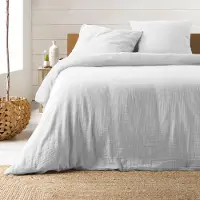 Douceur d'intérieur Parure de lit - - ANGELIA - Gaze de coton - 260 x 240 cm - Blanc