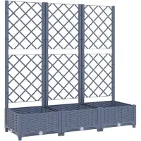 vidaXL Jardinière avec treillis bleu gris 120x40x121,5 cm PP