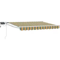 vidaXL Store à bras articulés manuel avec LED vertes, jaunes et blanches, 3 x 2,5 m