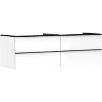 Hansgrohe Meuble sous-vasque Xelu Q, blanc brillant, dimensions 1560/550 mm, avec 4 tiroirs, conçu pour une installation encastrée, poignée de surface : noir mat