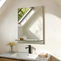 S'AFIELINA Miroir de salle de bain avec étagère 60 × 45 × 1,0 cm (H × L × P) Miroir avec étagère Miroir mural de salle de bain avec rangement