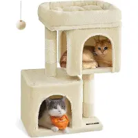 OEM Arbre à chat Rootz - Arbre à chat - Structure d'escalade pour chat - Structure en aggloméré - Revêtement en peluche - Corde en sisal - 40 cm x 30 cm x 67 cm