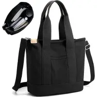 OEM Grand sac en toile - Sac à bandoulière tendance - Grand sac à main - Noir