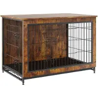 OEM Panier pour chien - Cage avec espace de rangement - 2 portes - Structure en bois - Châssis en acier robuste - Avec coussin