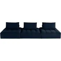 Lisa Design Marisol - canapé modulable droit 3 places - velours texturé , Bleu