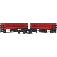 Syfax Salon de jardin palette 6pcs avec coussins Pin imprégné de noir