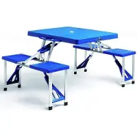 OEM Table de camping pliable en aluminium avec sièges et support pour parasol, idéale pour le camping