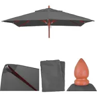 Markenlos Bâches de protection pour parasols carrés en bois 4 x 4 m - polyester anthracite