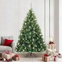 vidaXL Sapin de Noël artificiel simple avec 300 LEDs Vert 210 cm PE et PVC - Sapins de Noël artificiels FR2203469 2parcel