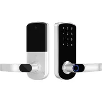 INF Serrure de porte intelligente Tuya - Entrée biométrique sans clé Bluetooth TTLock pour maison, appartement, hôtel, école Argent