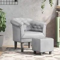 The Living Store Fauteuil club avec repose-pieds, simili cuir argenté