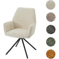 Mendler Chaise de salle à manger HWC-G67, chaise de cuisine avec accoudoirs, pivotante Auto-Position, chenille Öko-Tex MVG crème