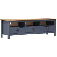 The Living Store Meuble TV Hill Gris 158 x 40 x 47 cm en pin massif