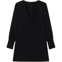 Armani Exchange pour femme. XW002205AF16125UC001 Robe Regular V noir (XS), Casuel, Polyester, Manche longue